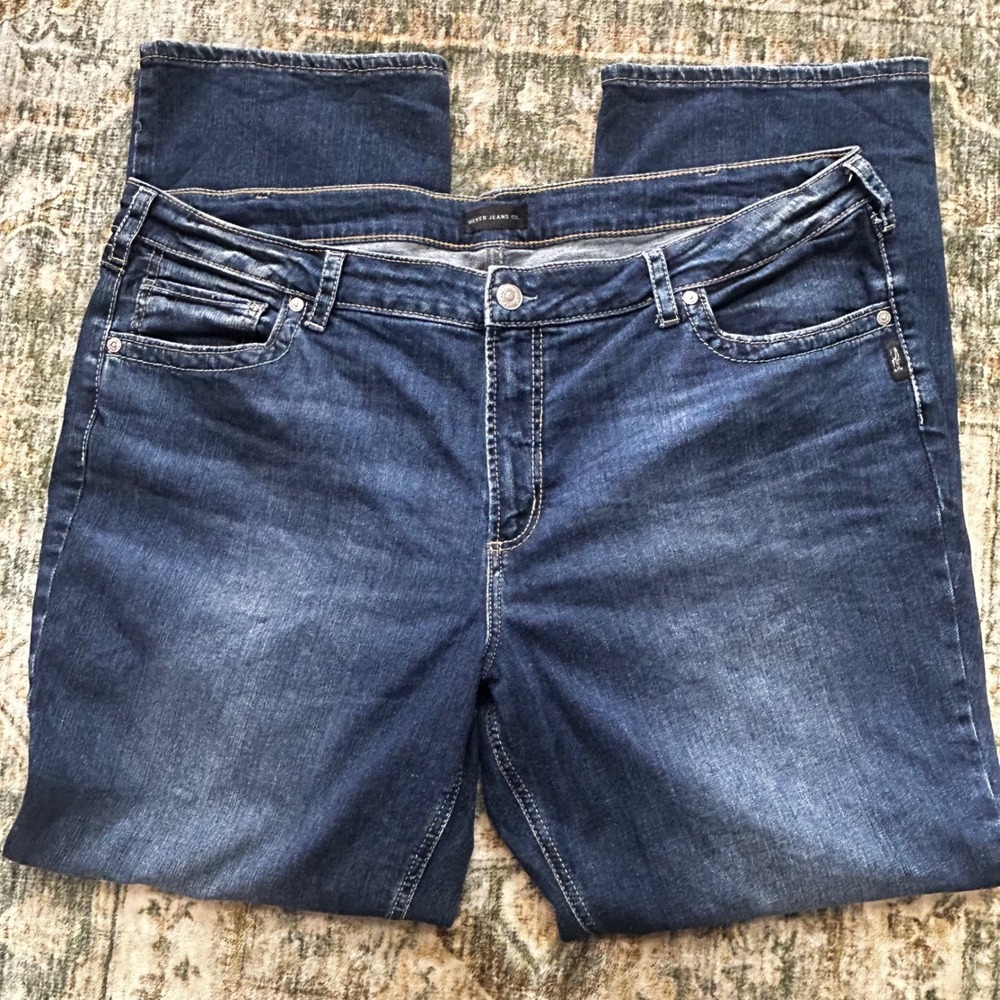 Silver Jeans Co Suki Slim Boot Blue Dark Wash Denim Jeans SZ 24W L